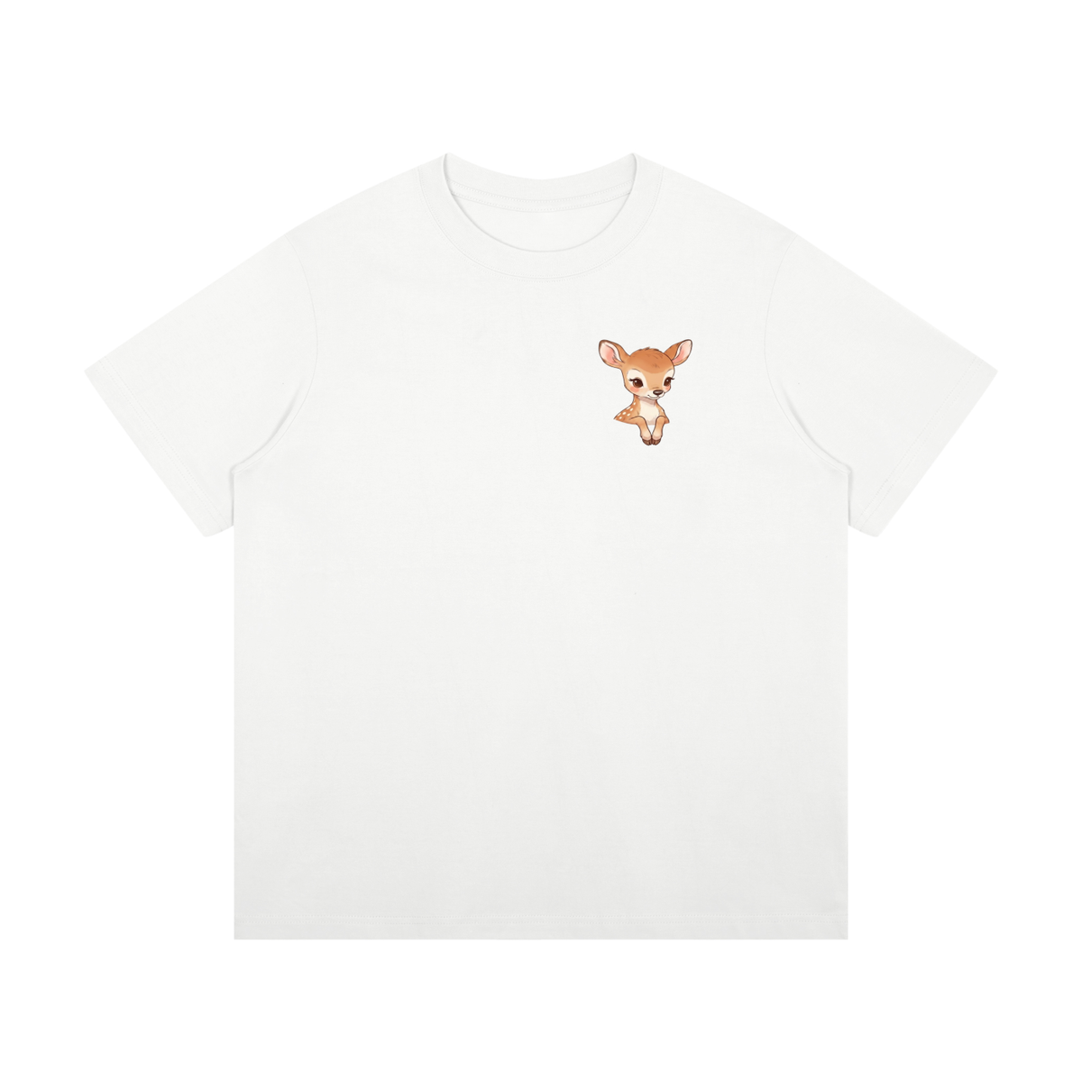 Fawn & Fable Unisex Mid-Weight Cotton T-Shirt - White for Kids.