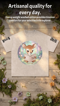 Fawn & Fable Washed Oversized Cotton T-Shirt - Light Grey for Kids.